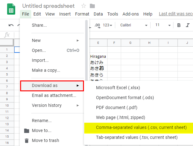 Excel to CSV Example 4-4