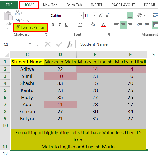 Format Painter Example 2