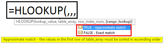 HLOOKUP formula Range