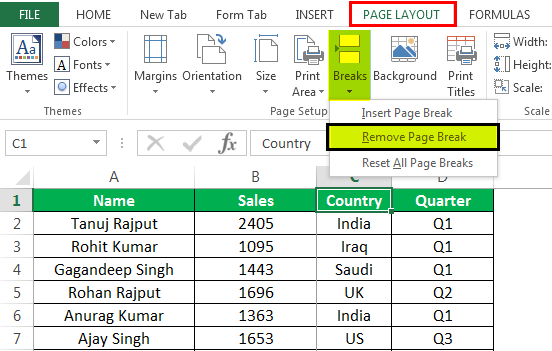 Page Breaks Example 4