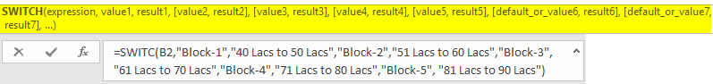 SWITCH Function Example 1-3