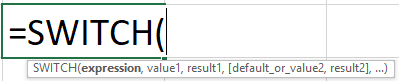SWITCH Function Example 1