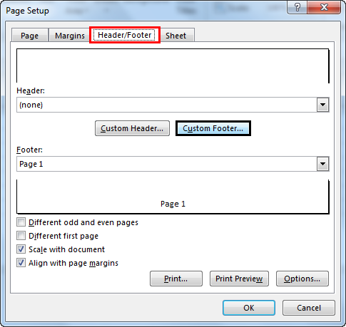page setup - header&footer