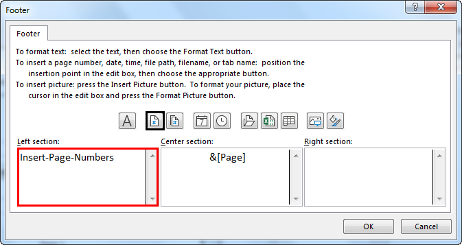 insert page number in excel example 3.2