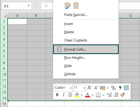 Column Lock in Excel - Format cell