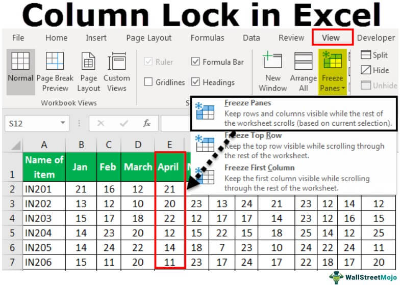 Column Lock in Excel