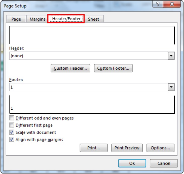 Page Numbers In Excel - Header-Footer