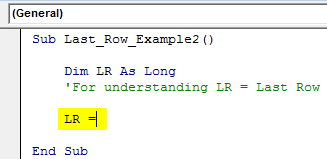 Step 2 - We will assign this variable's last used row number