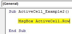 VBA Active Cell Example 2-6