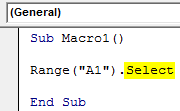 VBA Select cell Example 2-2