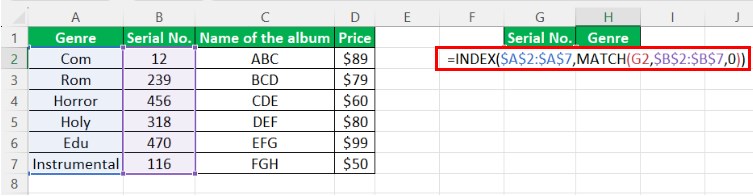 Vlookup to the left - Alternative - Method 1 - Step 4