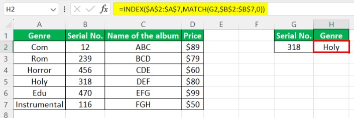 Vlookup to the left - Alternative - Method 1 - Step 5