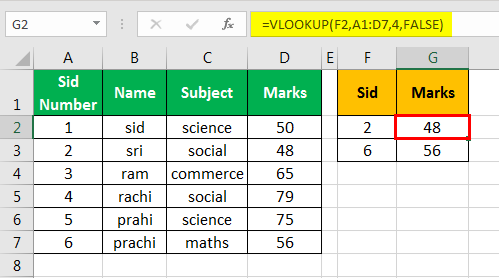 vlookup examples in excel 1-6