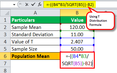 T Distribution Formula Example 3.1