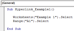 VBA Hyperlinks Example 1-1