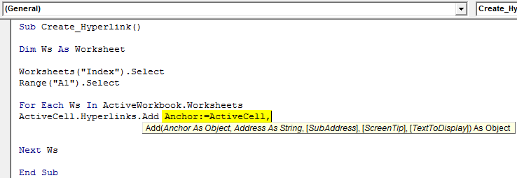 VBA Hyperlinks Example 2-5