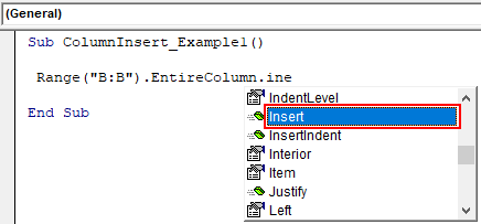 VBA Insert Columns Step 5