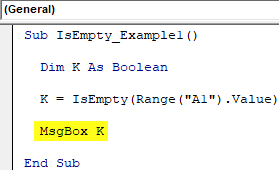 VBA IsEmpty Example 1-4