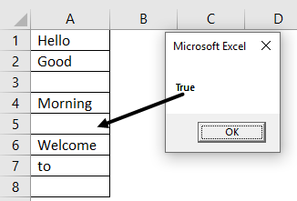 VBA IsEmpty Example 1-6