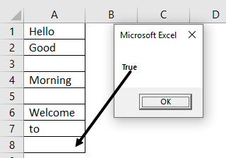 VBA IsEmpty Example 1-7