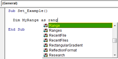 VBA Set Example 1