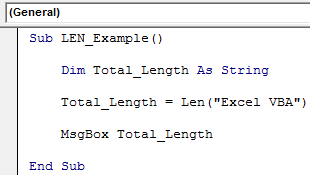 Vba len Example 1