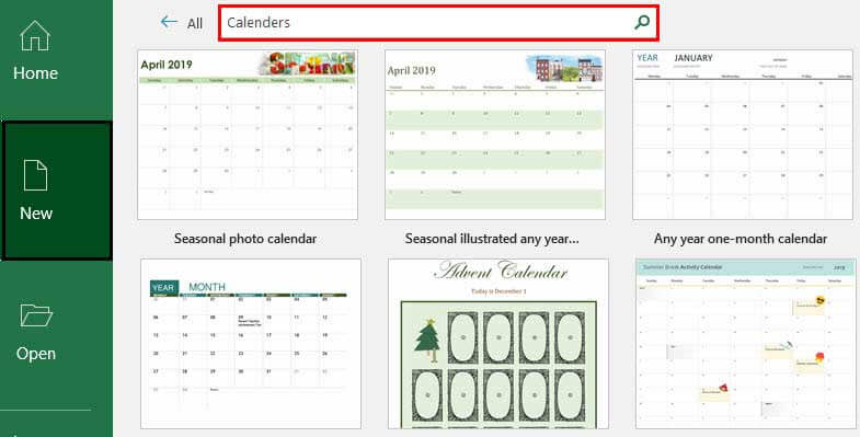 excel insert calendar example 1.1