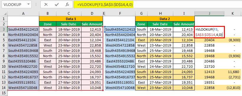 Match data Example 3-5