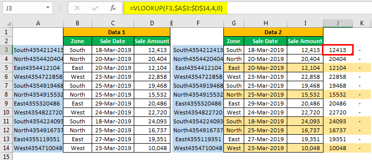 Match data Example 3-6