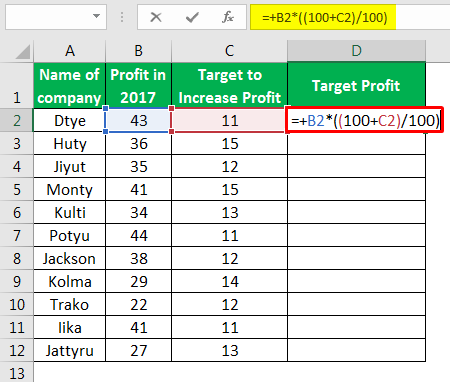 Percentage increase Example 3-1