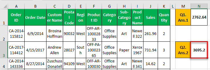 SUMIFS Example 2