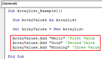 VBA ArrayList Example 1-2