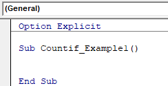 VBA COUNTIF Example 1-1