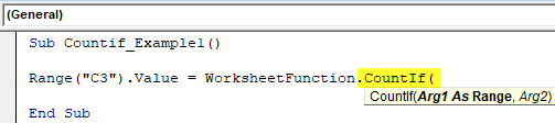 VBA COUNTIF Example 1-4