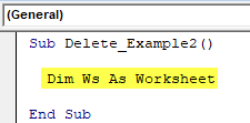 VBA Delete Worksheet Example 2