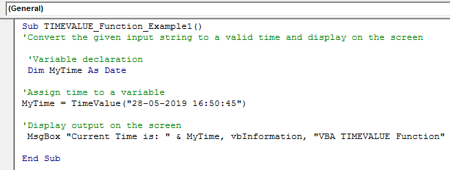 VBA TimeValue Example 1