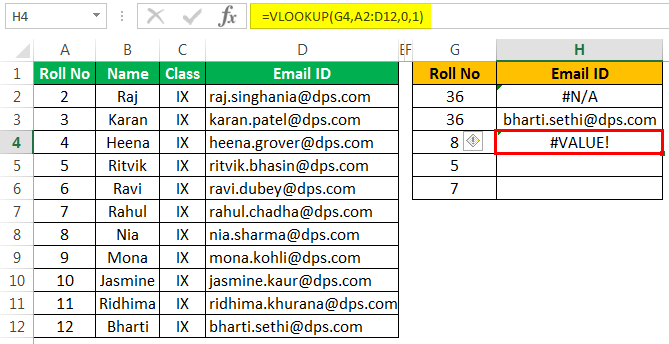 Vlookup Value error