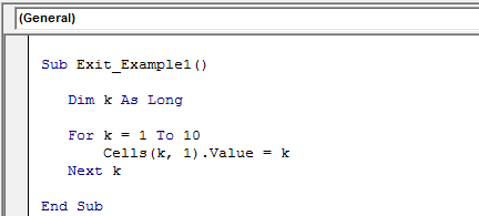 exit sub example 1.1