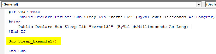 vba sleep function example 1.1