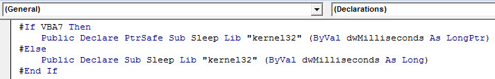 vba sleep code