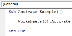 VBA Activate sheet Example 1-2