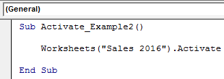 VBA Activatesheet Example 2