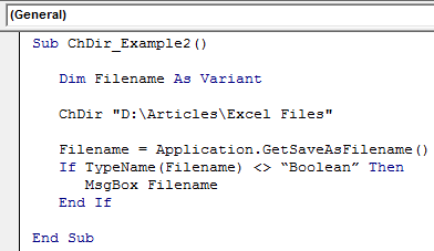 VBA ChDir Example 1-2