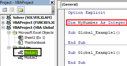 VBA Global Variable Example 1