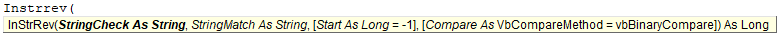 VBA INSTRREV Formula