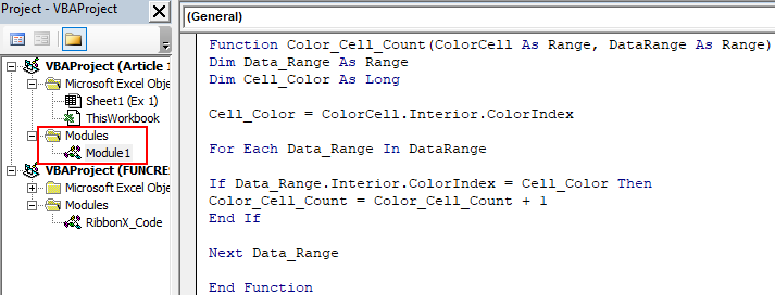 Count Cells using VBA Code 1