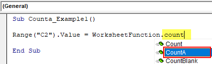 VBA Counta Example 1-2