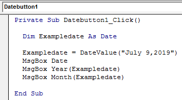 VBA Datevalue Example 1-2