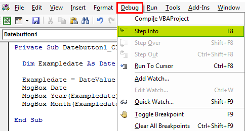 VBA Datevalue Example 1-4