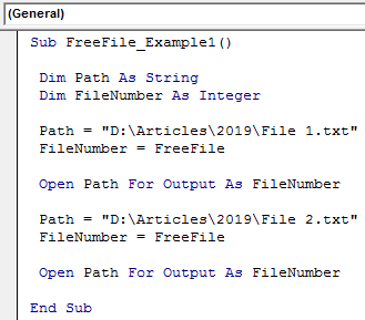 VBA FreeFile Example 1